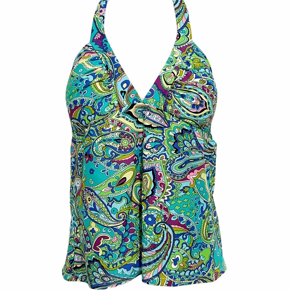 ABS Allen Schwartz Vibrant Paisley tankini top.